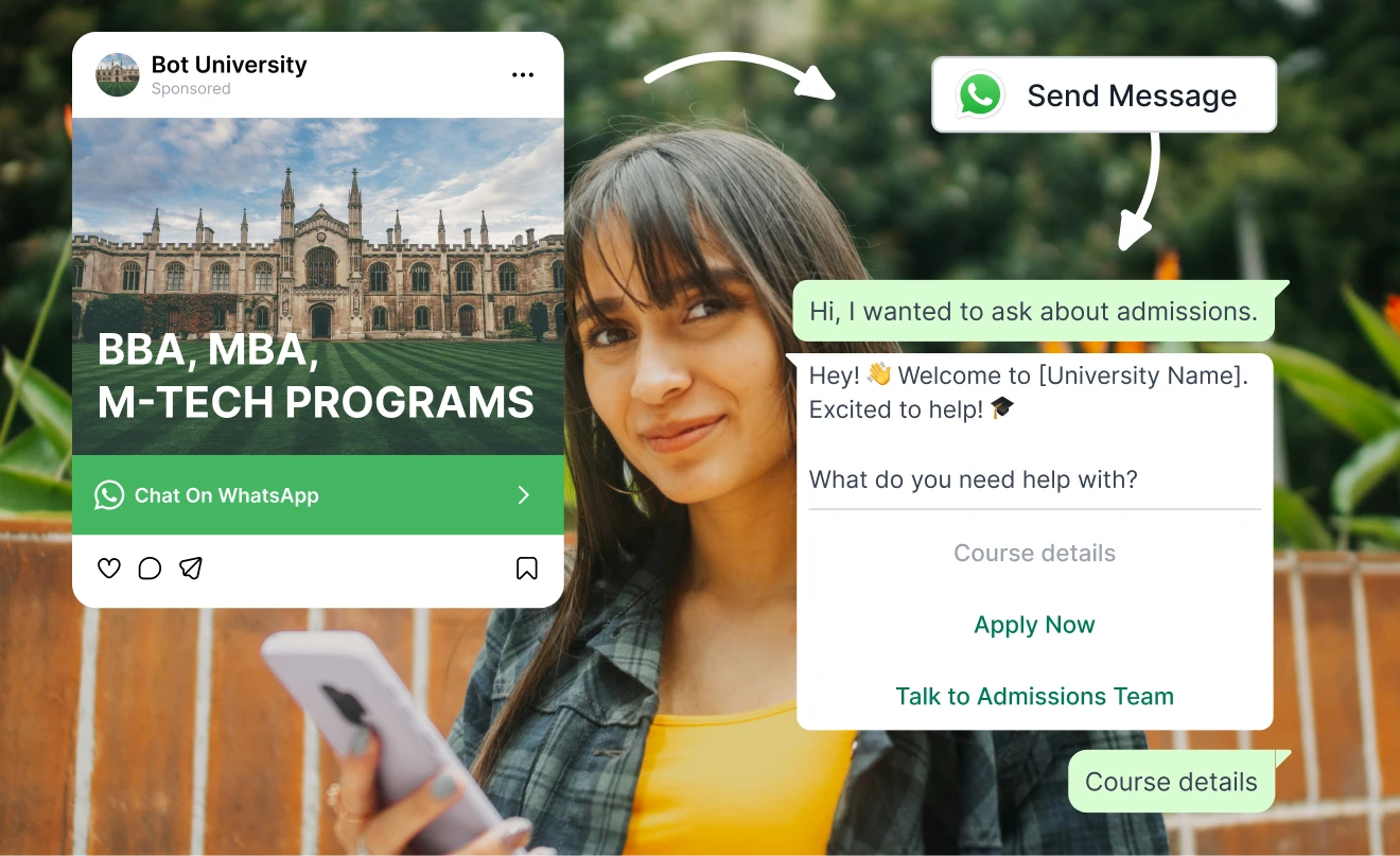 Education chatbot interface on WhatsApp