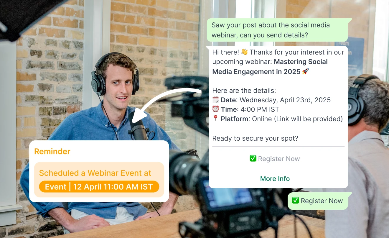 Event chatbot interface on WhatsApp